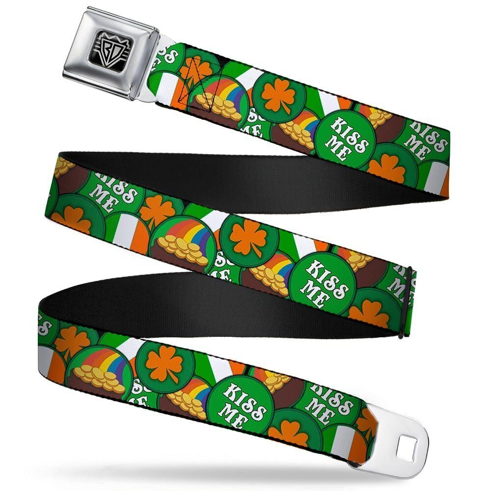 3229 Seatbelt Belt - St. Pat's 4-Buttons Stacked - 1.0" Wide - 20-36 Inches